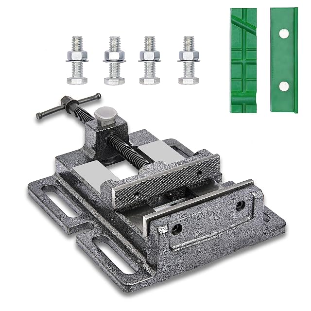 ZTUKOMN four-inch drill press vise with soft jaw pads