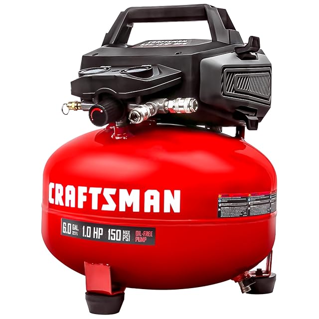 CRAFTSMAN 6 gallon pancake air compressor with dual couplers