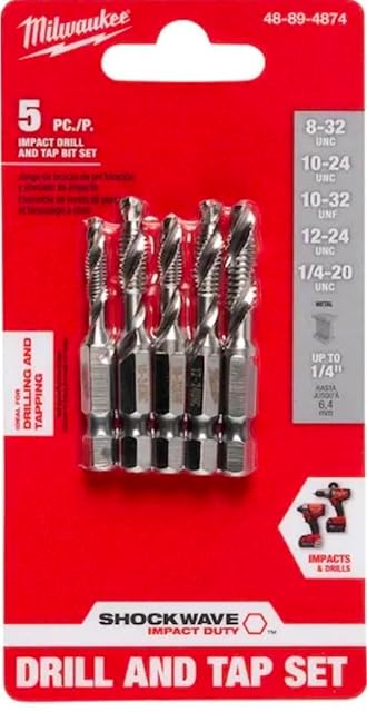 Milwaukee Shockwave drill and tap bits in five SAE sizes