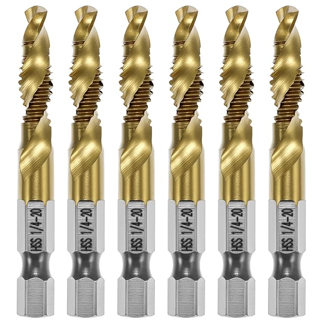QWORK titanium-coated combination drill and tap bits in their case