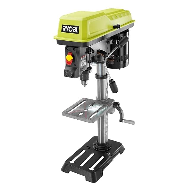 RYOBI 10 inch five-speed drill press with its laser alignment system
