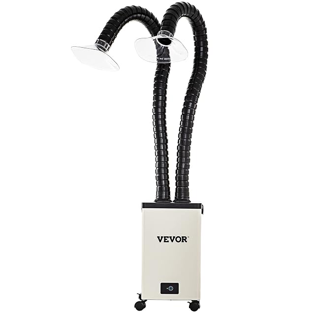 VEVOR wheeled three-stage fume extractor with a flexible capture hose