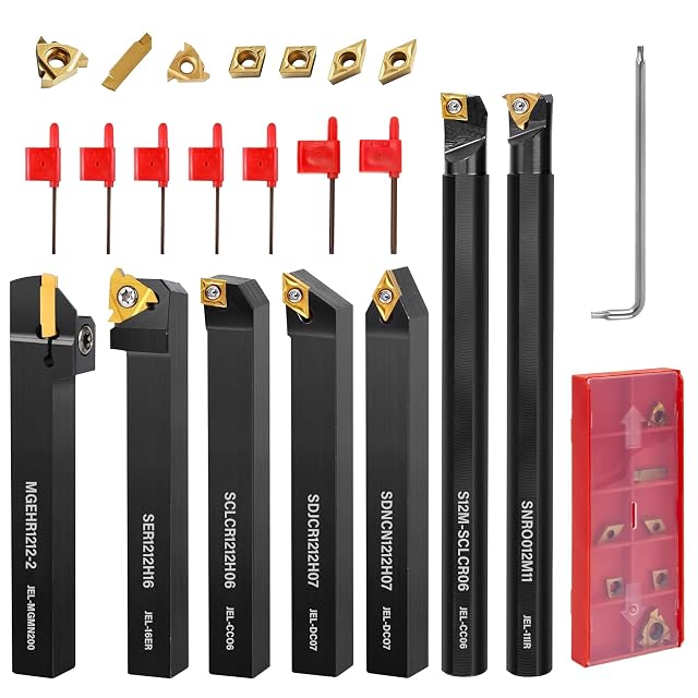 SZHLUX indexable lathe turning tool set with seven holders and inserts