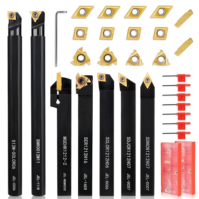 VERFUTHL 21-piece indexable lathe turning kit with holders and inserts