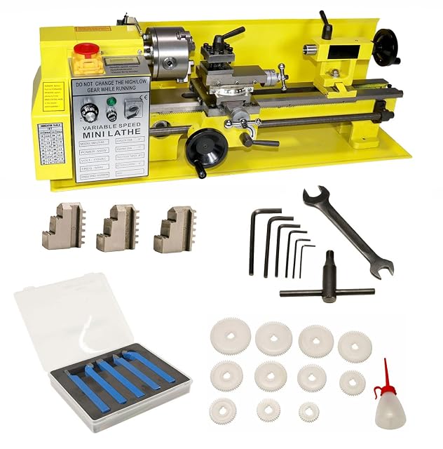 Erie Tools 7 by 14 inch variable speed mini metal lathe with digital readout