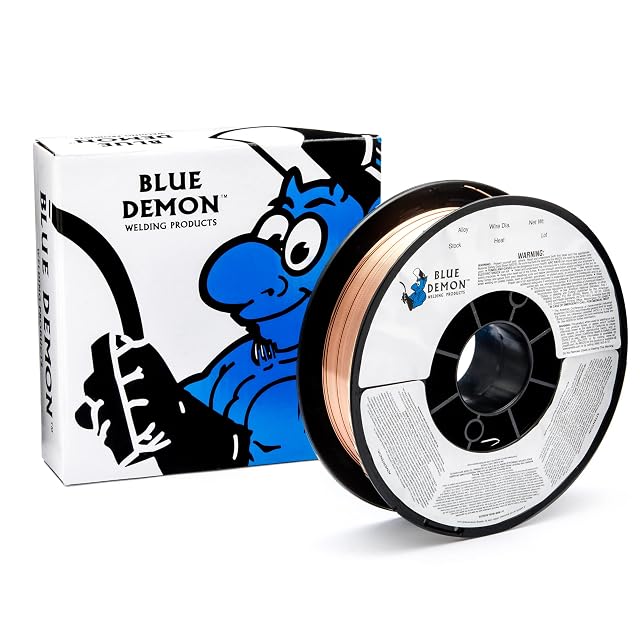 Blue Demon ER70S-6 MIG welding wire on an eleven-pound spool
