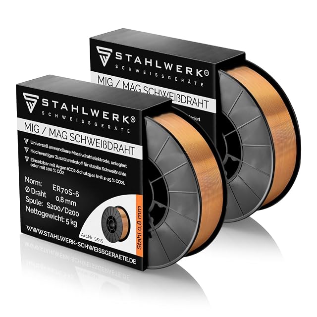 STAHLWERK ER70S-6 (SG2) Ø 0.8 mm, 2 × 5 kg, product photograph