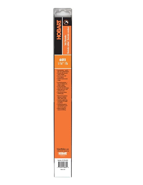 Hobart 6011 stick electrodes, 1/16 inch, in their one-pound pack