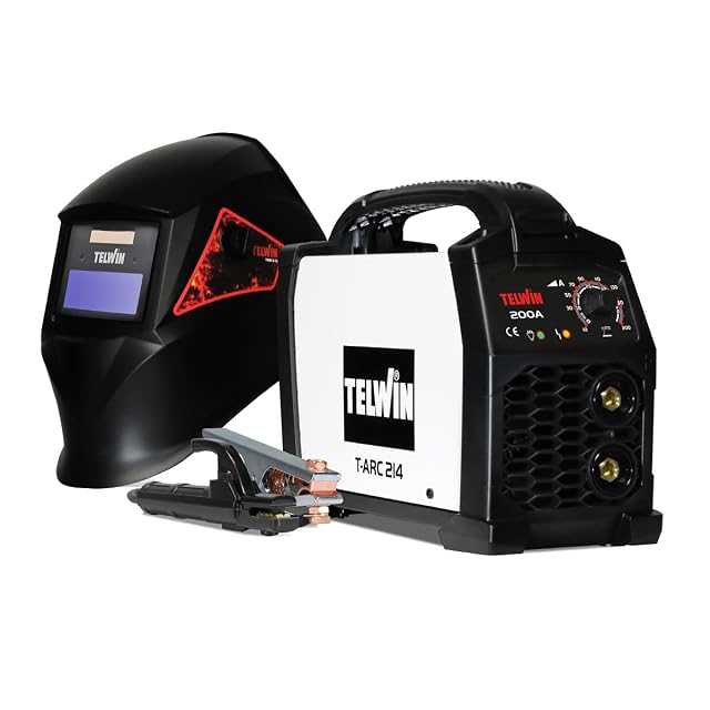Telwin T-Arc 214 stick welder kit with helmet, product photograph