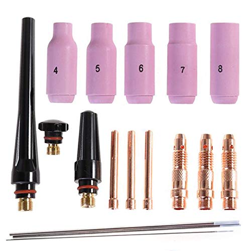 Alffun TIG torch kit with back caps, collet bodies and alumina cups