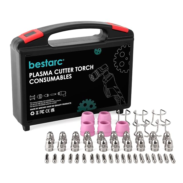 Bestarc AG60P plasma consumable kit with nozzles and electrodes in a case
