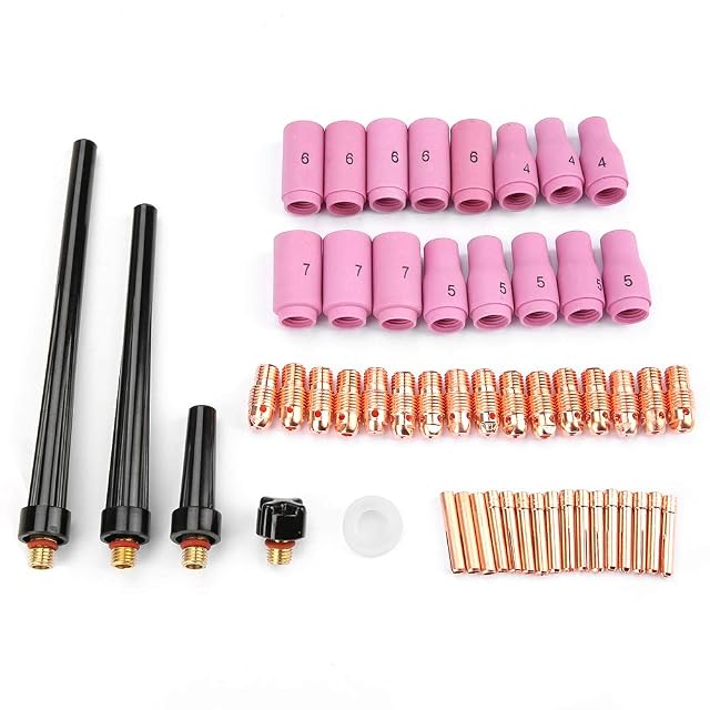 Hilitand 53-piece TIG torch consumable kit laid out in its box