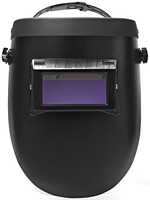 ICONIC WELD flip-up welding helmet in black vulcanized fiber