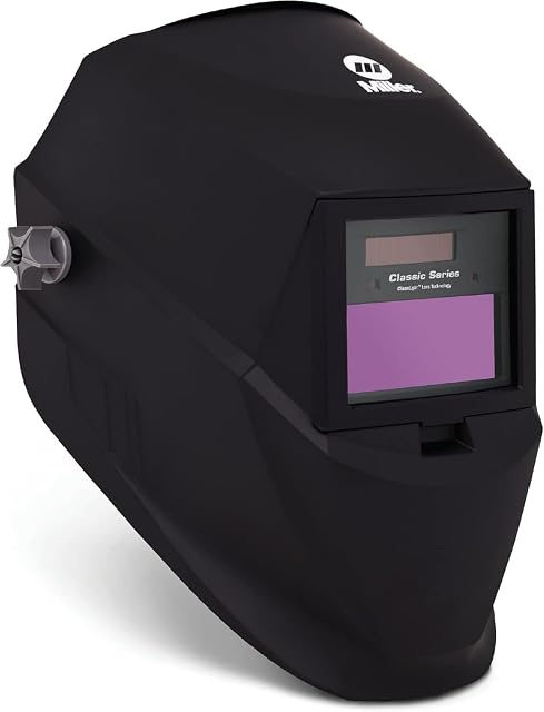 Miller Classic Series welding helmet with a digital control panel inside